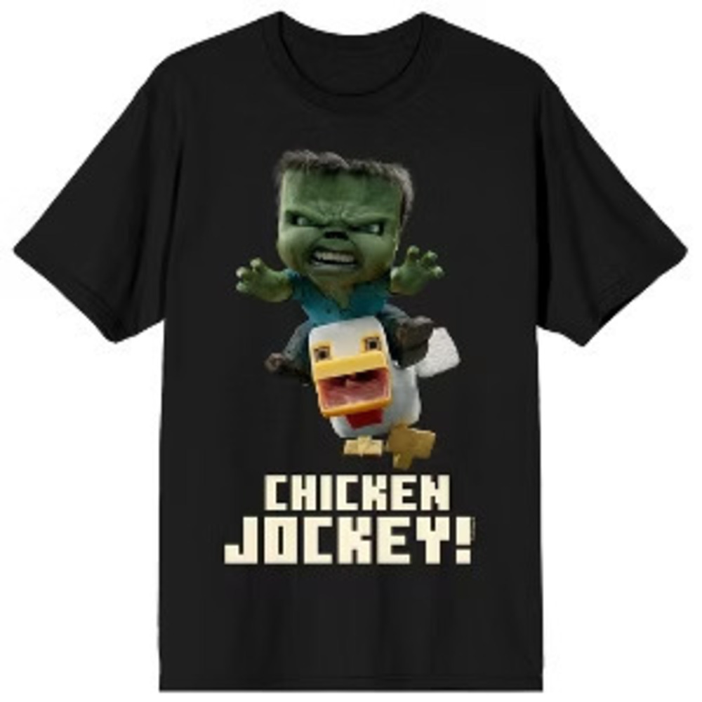 Minecraft Movie Chicken Jockey Short Sleeve Adult T-Shirt